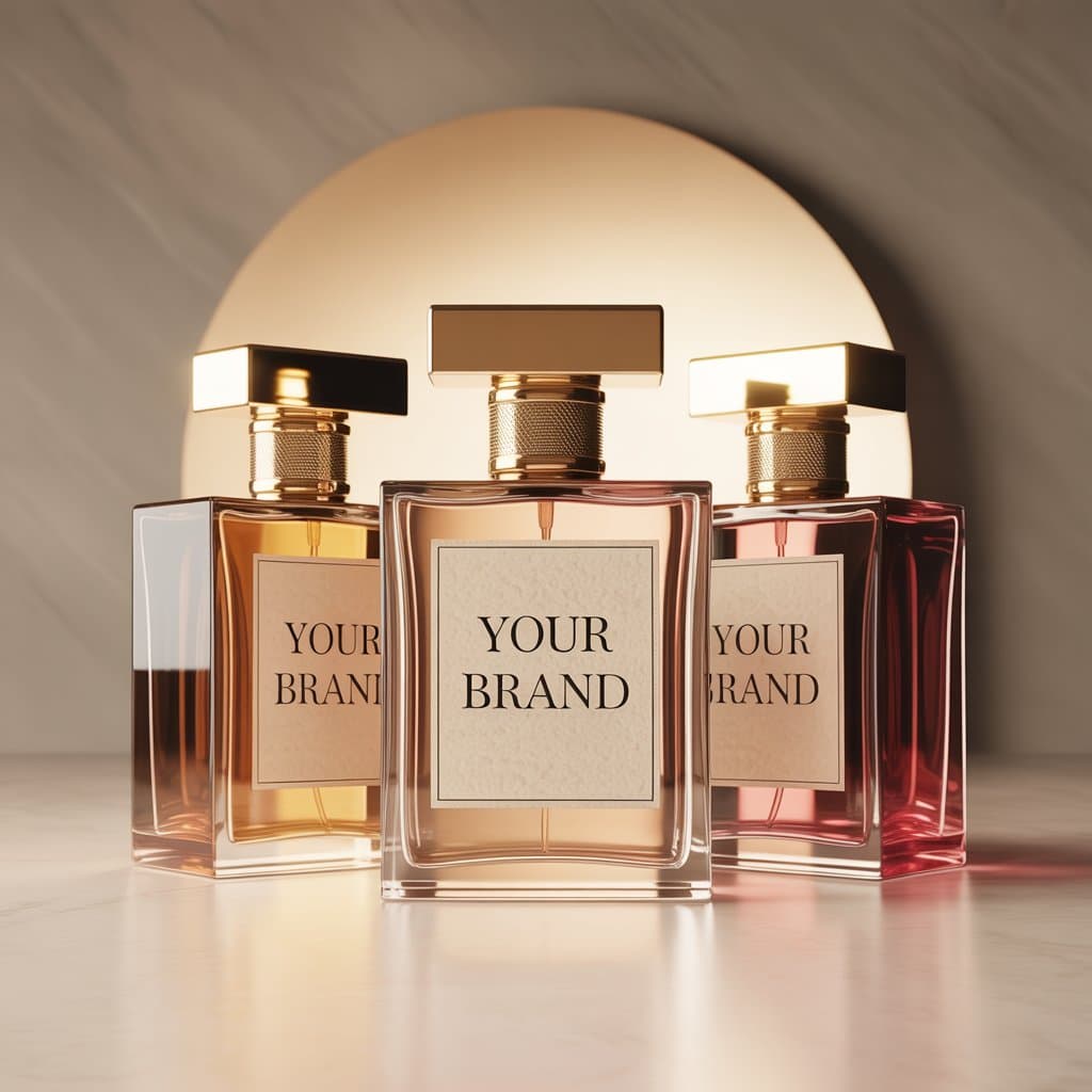 White-label perfume manufacturing by CIPL - Three elegant custom perfume bottles showcasing our private label fragrance services for B2B brands
